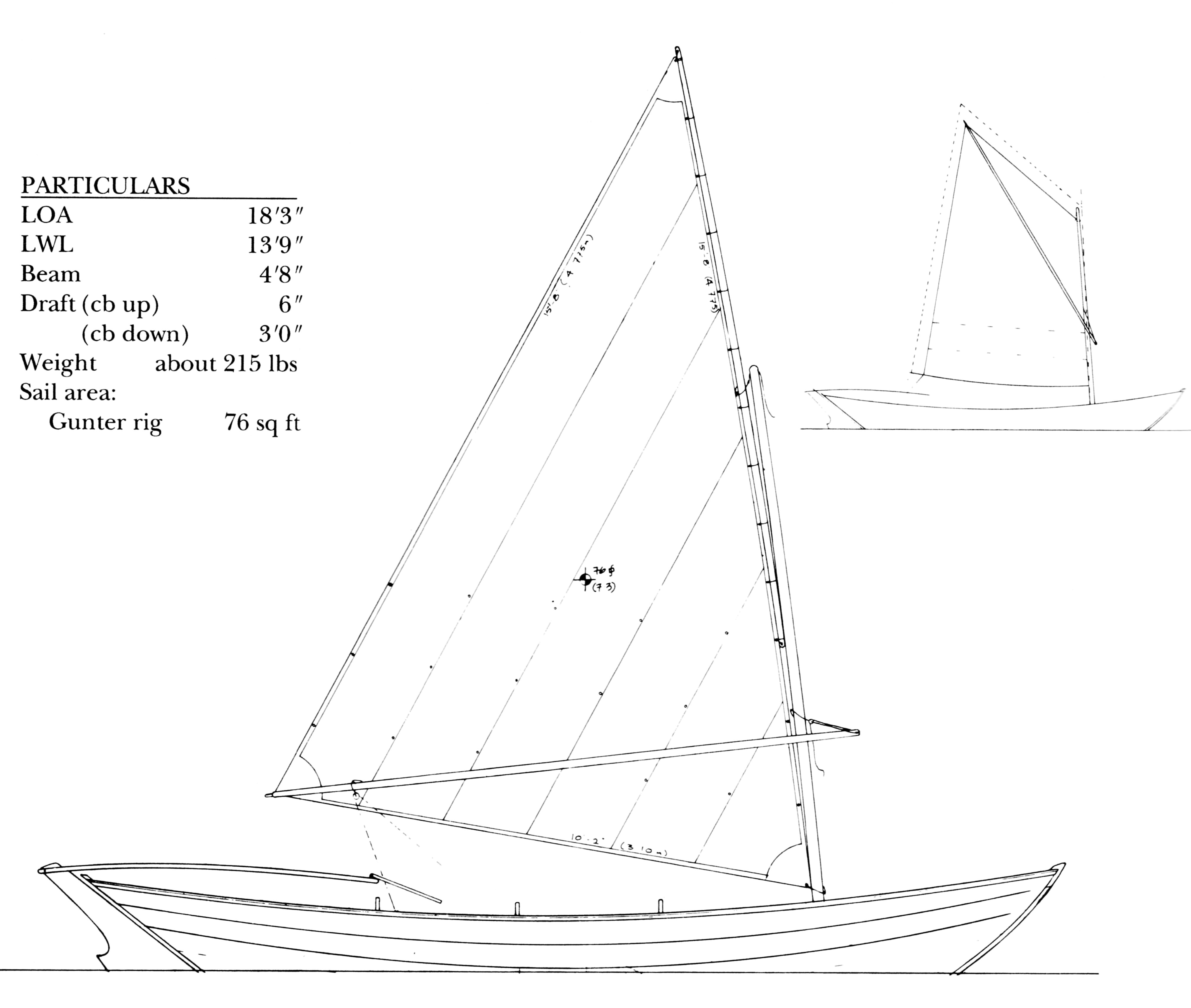 John Dory 18'3" Sprit Rig (Leg O'Mutton)