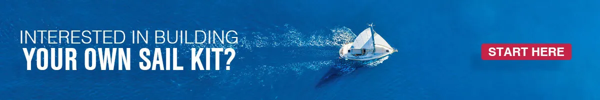 Interested in building your own sail kit, start here banner, sailboat in open waters